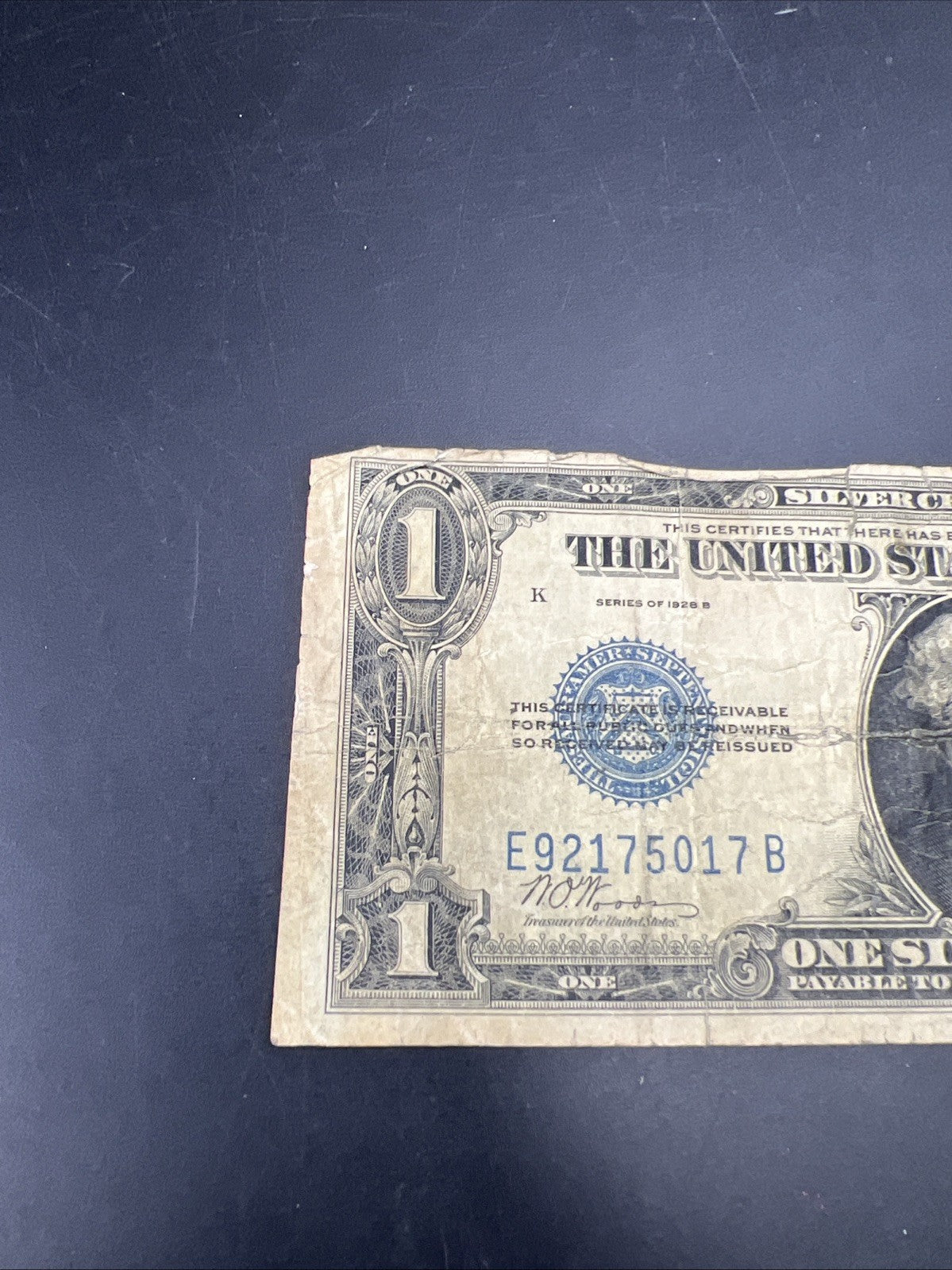 1928 B $1 Funnyback Funny Back Silver Certificate Blue Seal Very Circ Torn #17