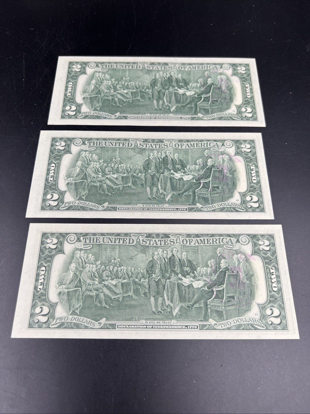 3 Consecutive 1976 $2 FRN Federal Reserve Notes Avondale Estates GA CH UNC #14