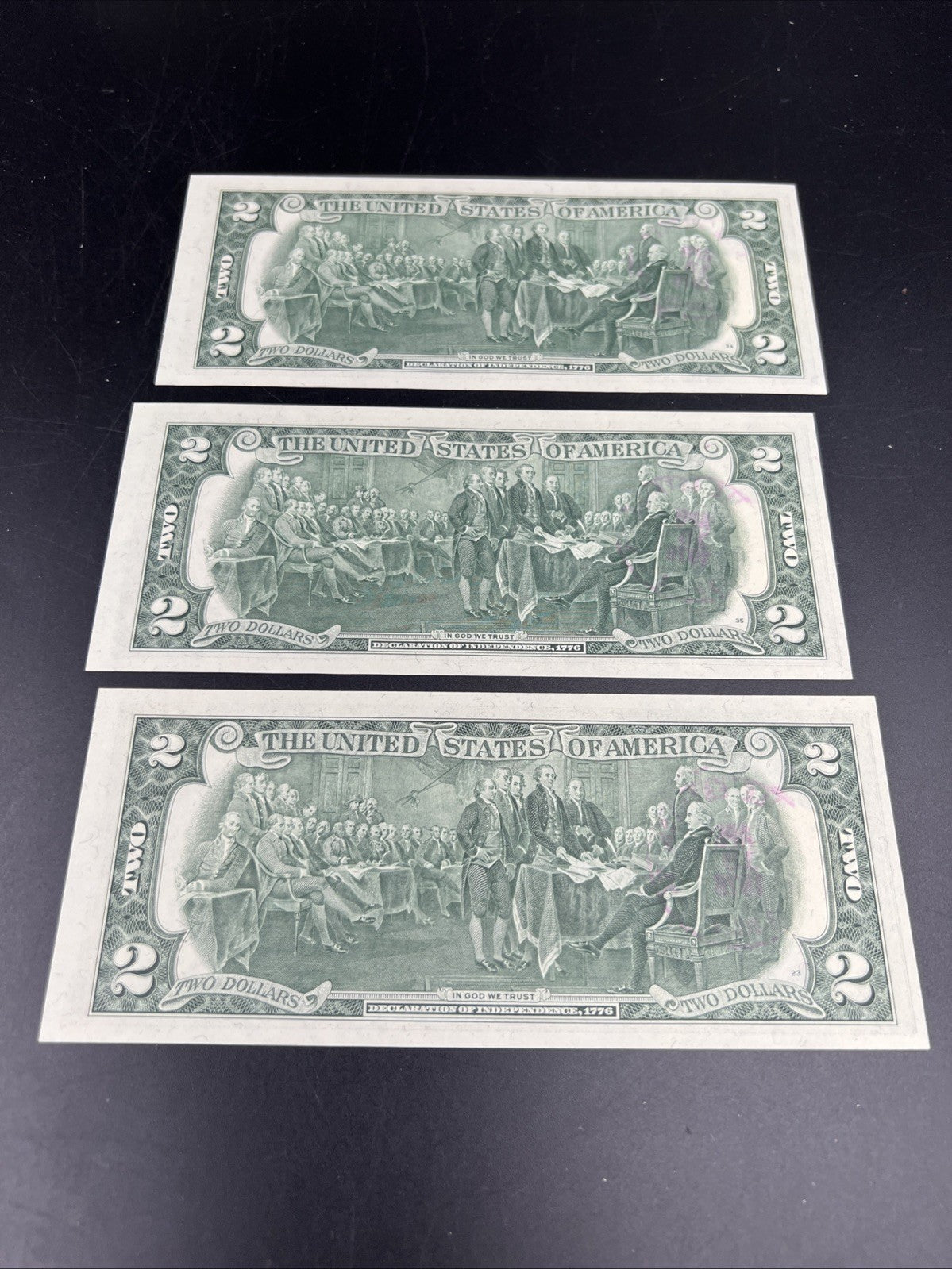 3 Consecutive 1976 $2 FRN Federal Reserve Notes Avondale Estates GA CH UNC #14
