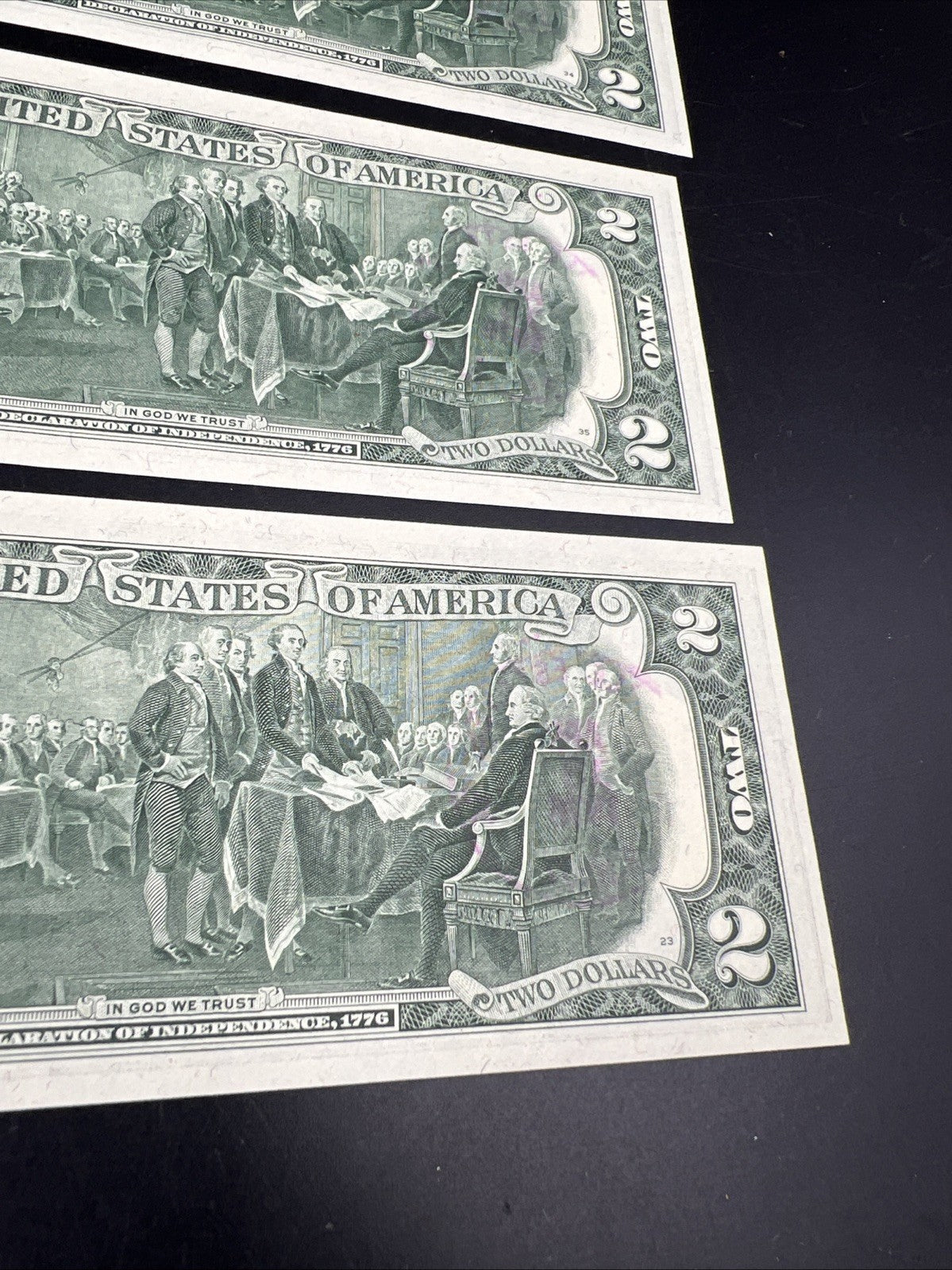 3 Consecutive 1976 $2 FRN Federal Reserve Notes Avondale Estates GA CH UNC #14