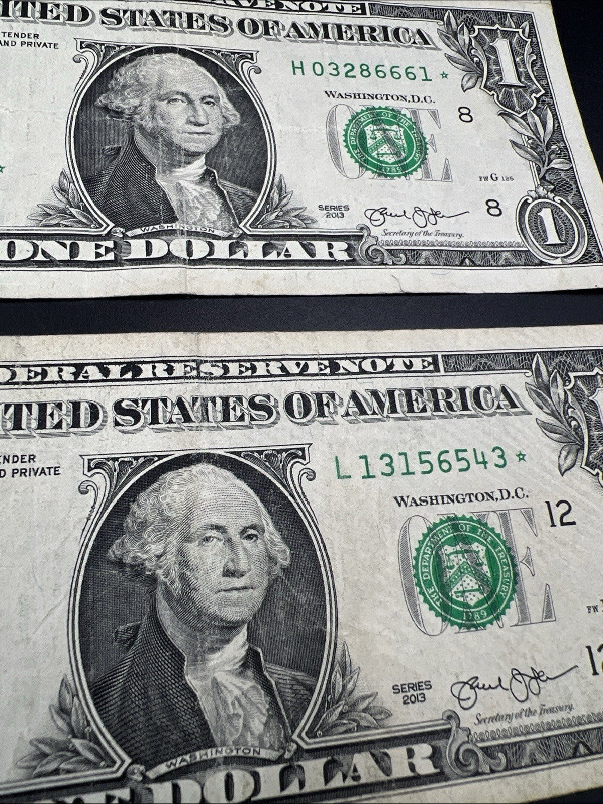 Lot of 5 2017 2013 * Star $1 One Dollar Federal Reserve Notes Circulated #43