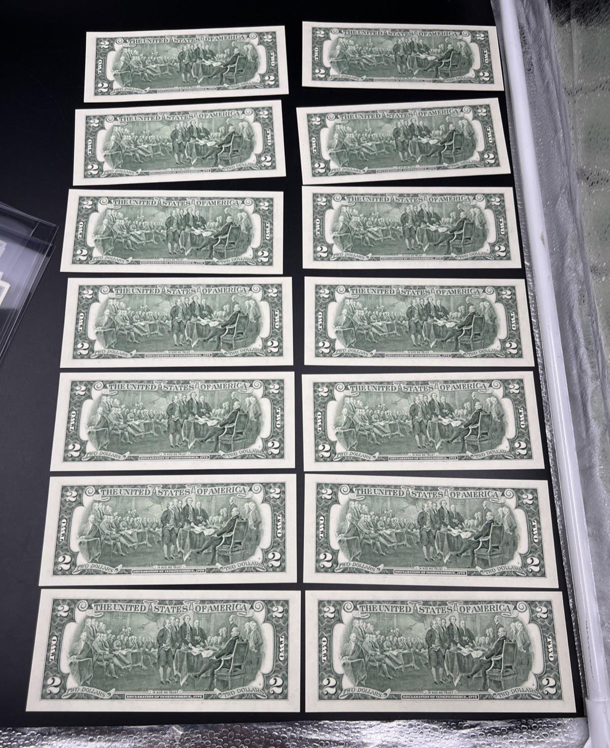 14 Consecutive 2003 Two Dollar FRN Federal Reserve Notes CH UNC I District #21