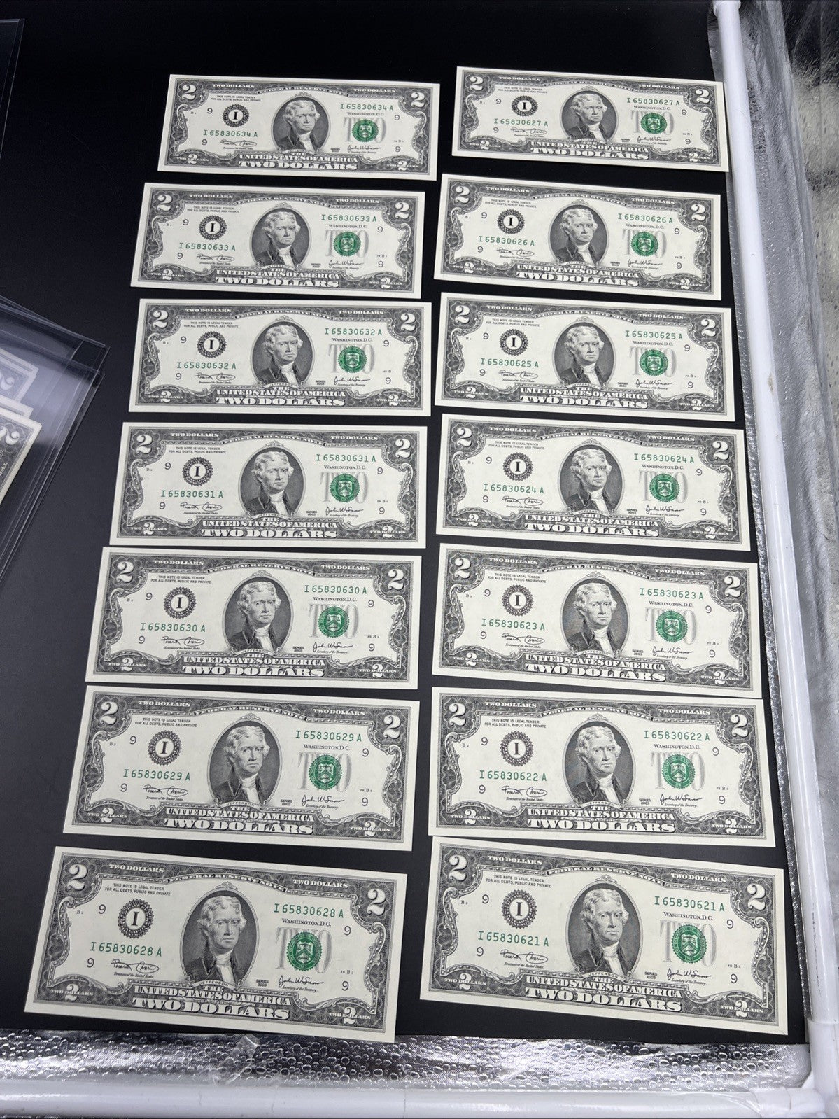 14 Consecutive 2003 Two Dollar FRN Federal Reserve Notes CH UNC I District #21