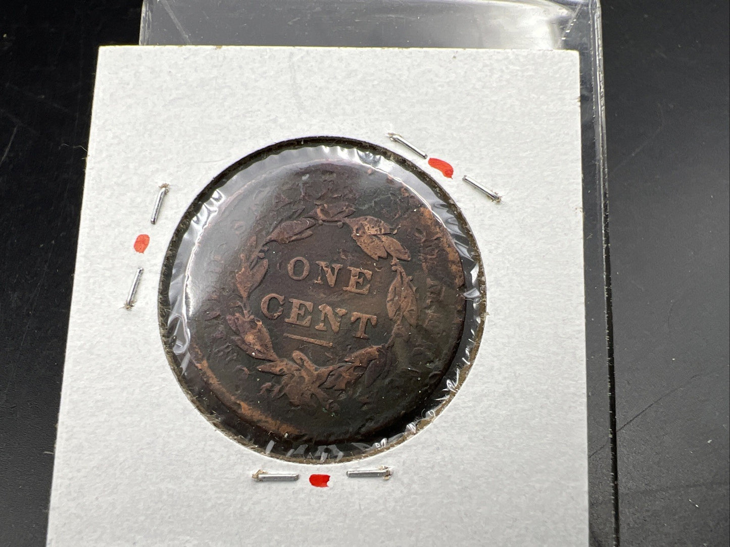 1838 1c Coronet Head Large Cent US Copper Coin Very Circulated Damaged SKU#A