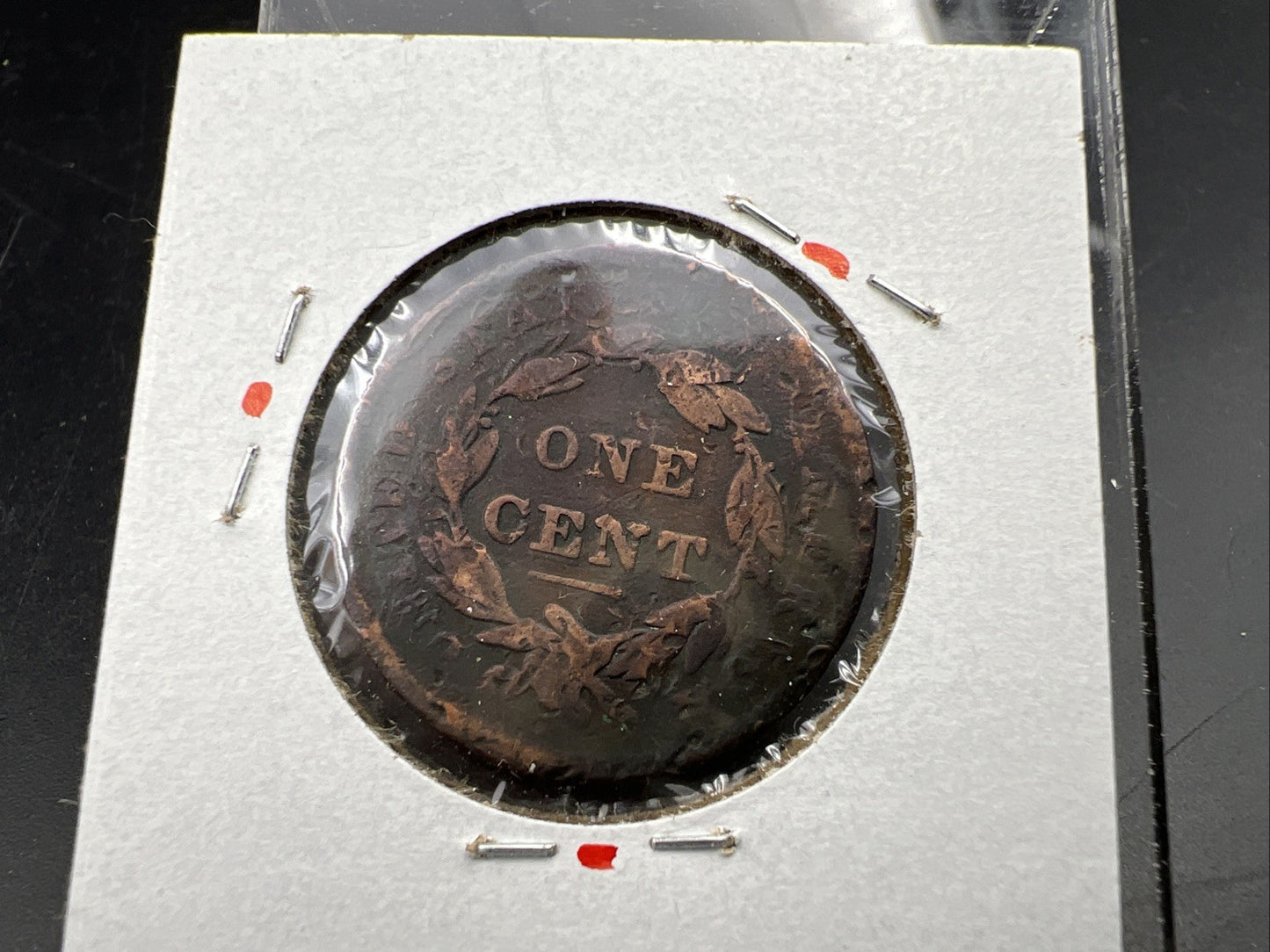 1838 1c Coronet Head Large Cent US Copper Coin Very Circulated Damaged SKU#A