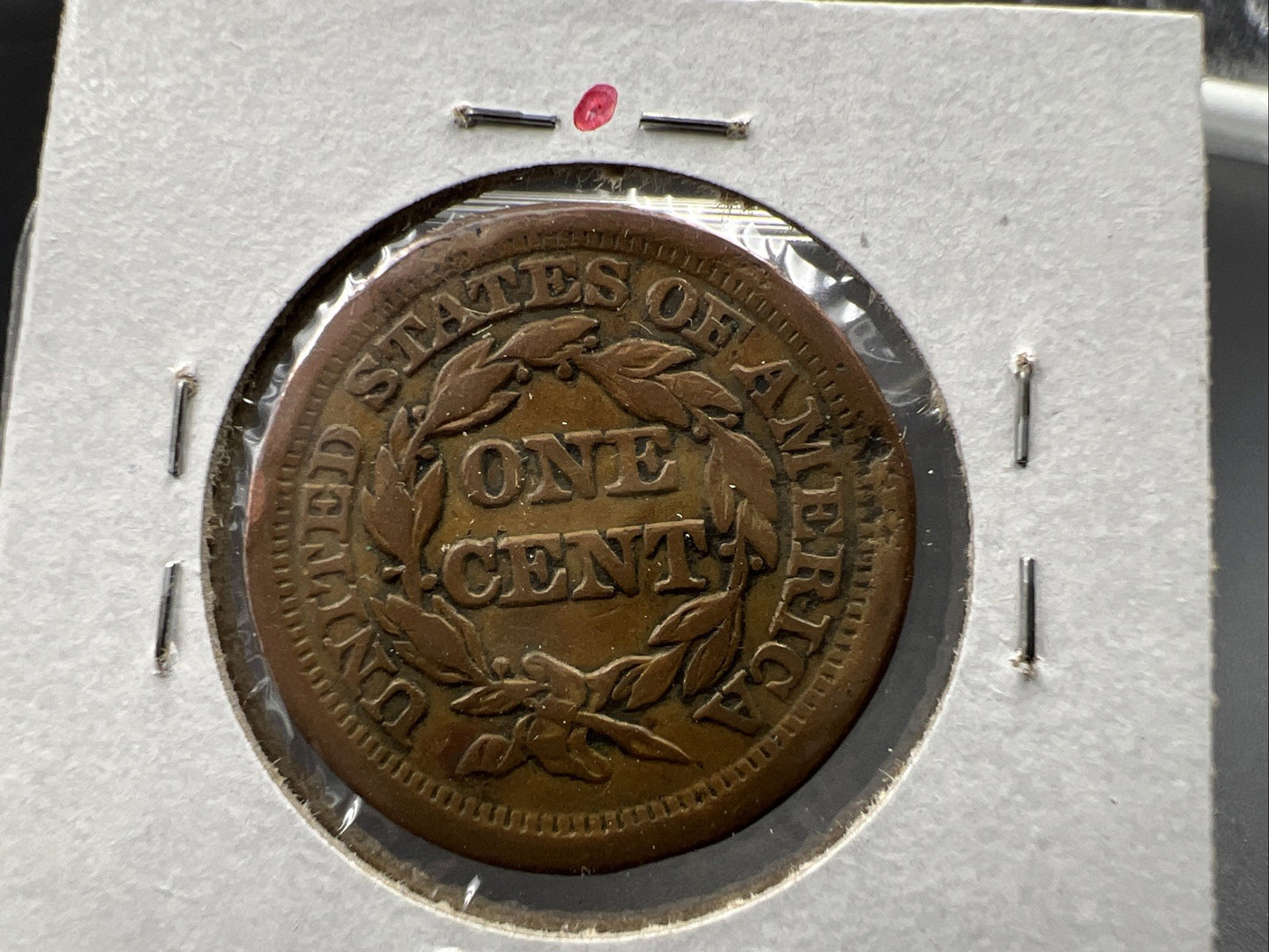 1851 1c Braided Hair Large Cent Coin VF Very Fine Details Damaged Bent