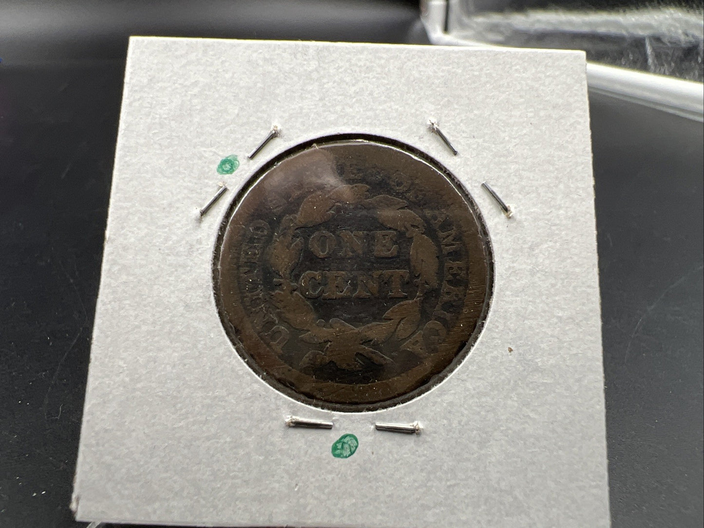 1843 1c Braided Hair Large Cent Coin Very Circulated Damaged