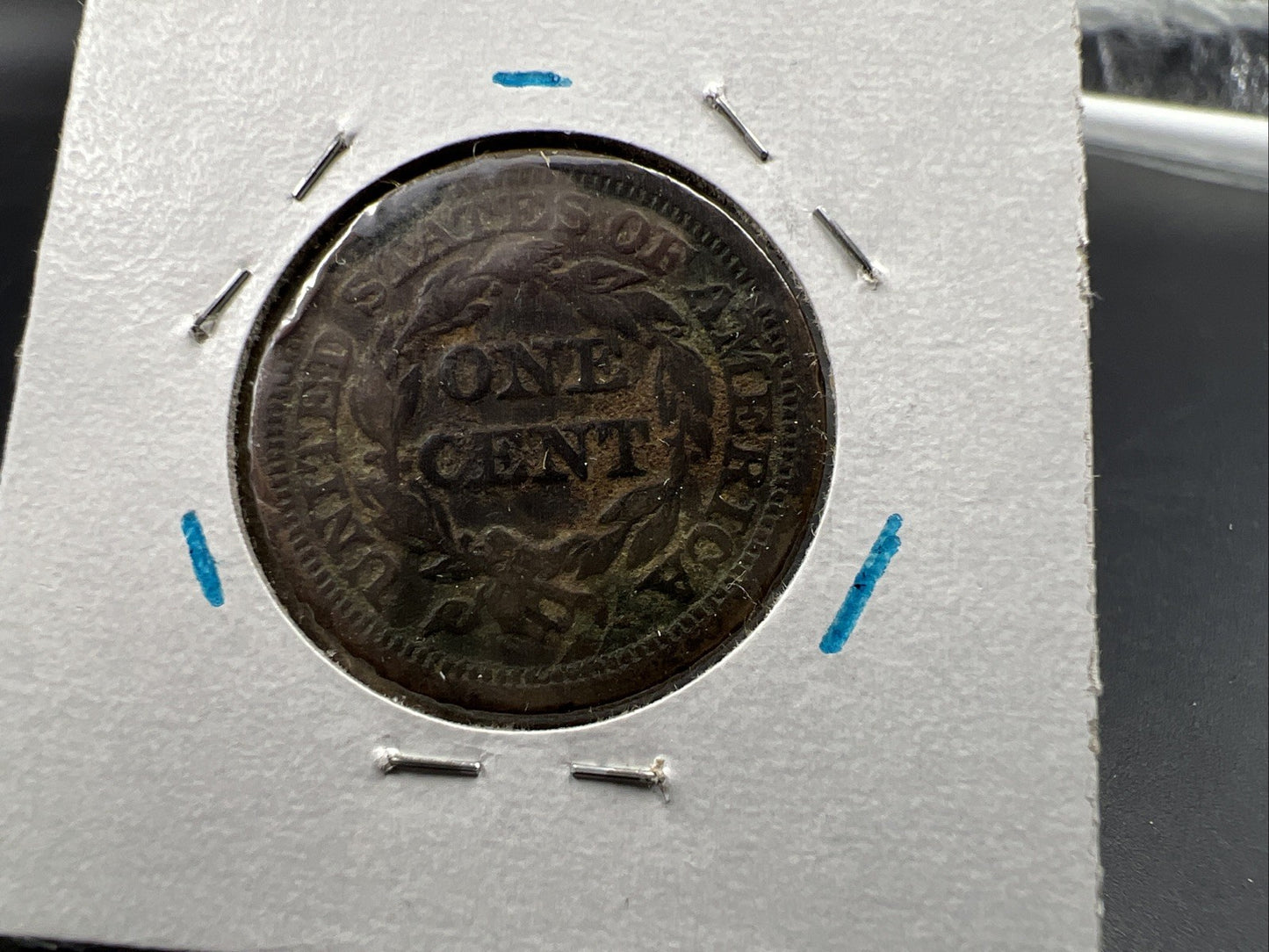 1846 1c Braided Hair Large Cent Coin Very Circulated Damaged
