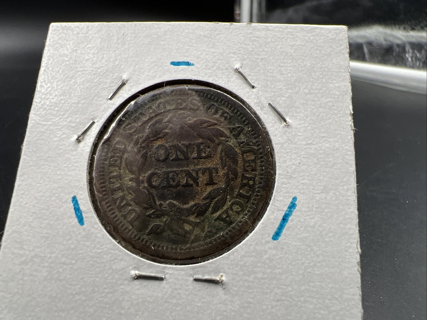1846 1c Braided Hair Large Cent Coin Very Circulated Damaged