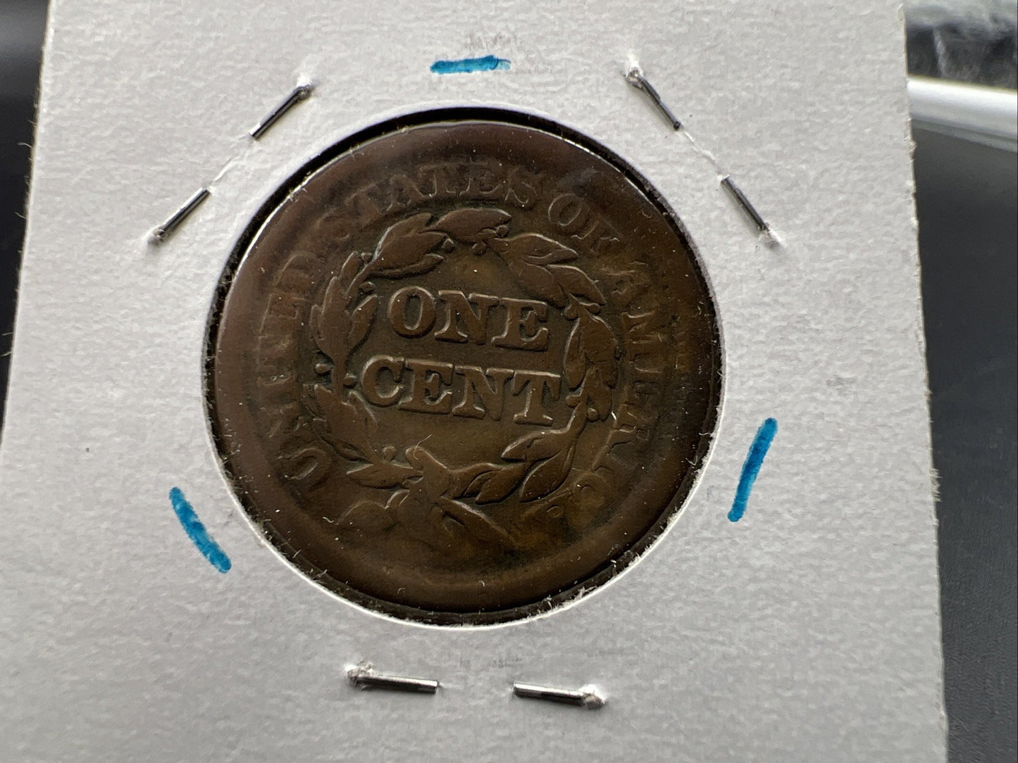 1854 1c Braided Hair Large Cent Coin VG Details Circulated