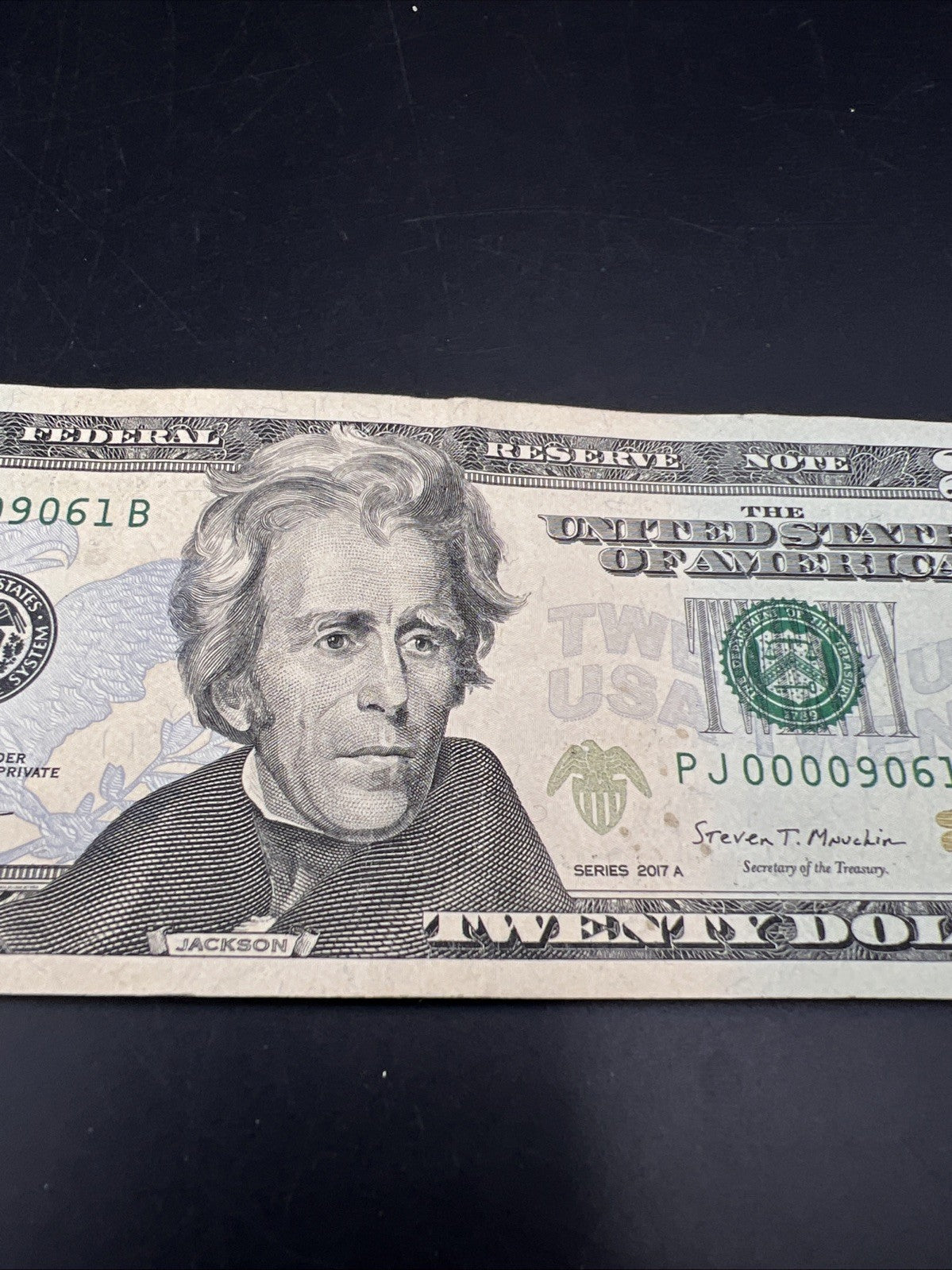 2017 A $20 FRN Federal Reserve Note Circulated Neat Serial # 00009061