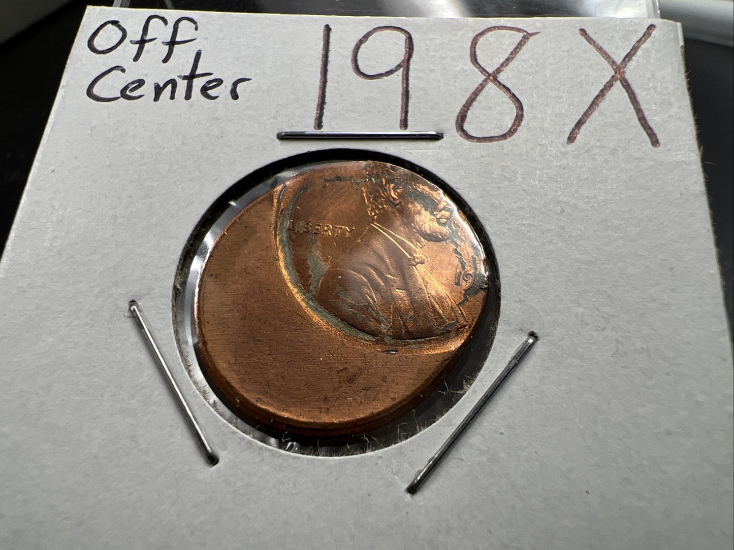 198X P 1c Lincoln Memorial Cent 60% Off Center Error UNC SKU#A