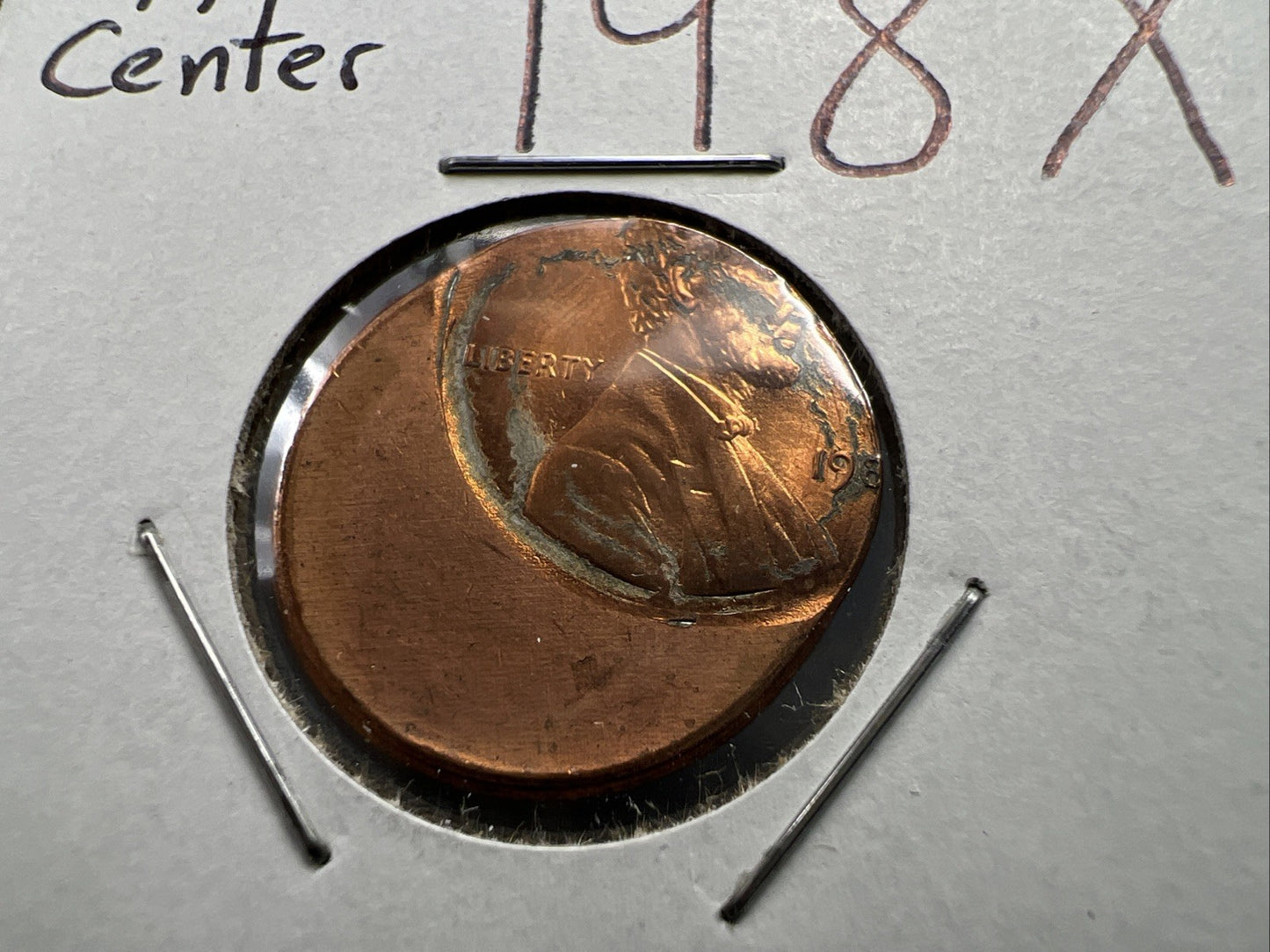 198X P 1c Lincoln Memorial Cent 60% Off Center Error UNC SKU#A