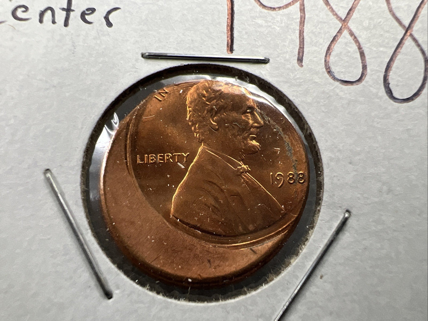 1988 1c Lincoln Memorial Cent Penny 33% Off Center Error Choice UNC SKU#A