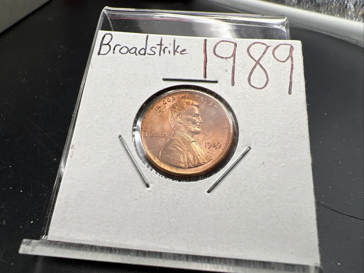 1989 1c Lincoln Memorial Cent Penny Broadstrike Off Center Error CH BU UNC SKU#A