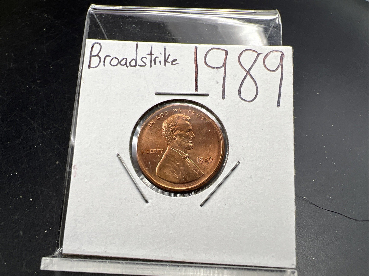 1989 1c Lincoln Memorial Cent Penny Broadstrike Off Center Error CH BU UNC SKU#A