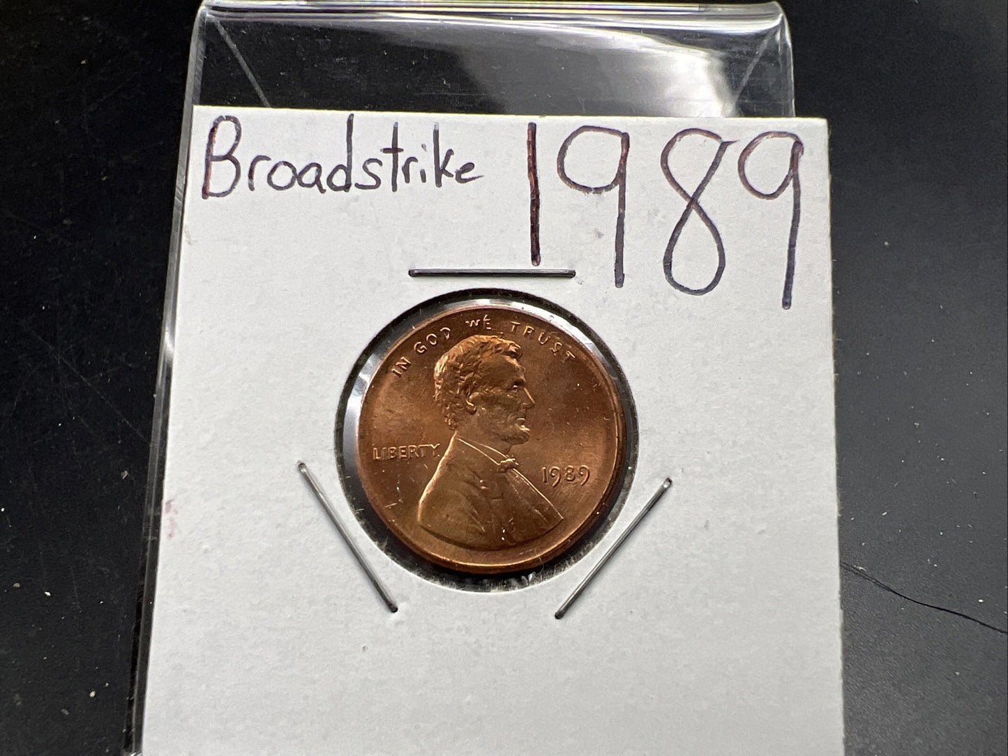 1989 1c Lincoln Memorial Cent Penny Broadstrike Off Center Error CH BU UNC SKU#A