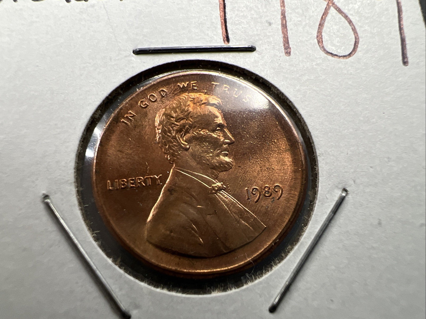 1989 1c Lincoln Memorial Cent Penny Broadstrike Off Center Error CH BU UNC SKU#A