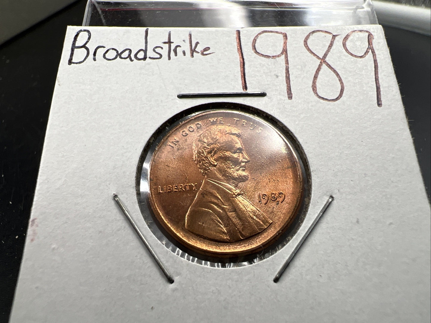 1989 1c Lincoln Memorial Cent Penny Broadstrike Off Center Error CH BU UNC SKU#A