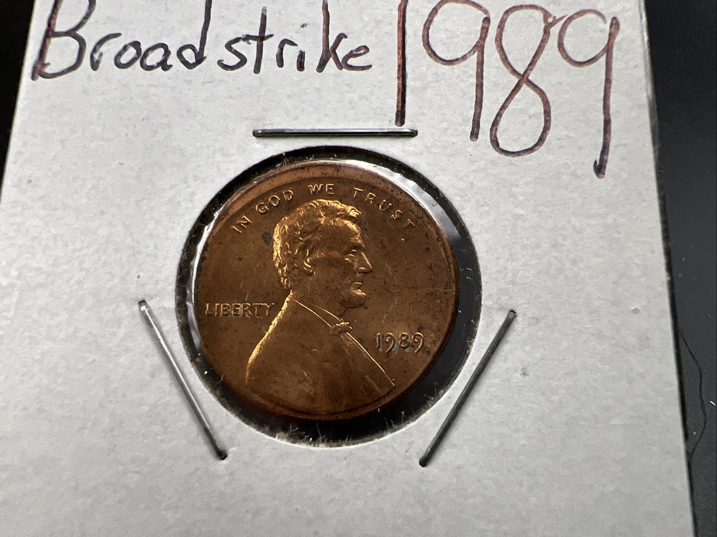1989 1c Lincoln Memorial Cent Penny Broadstrike Off Center Error BU UNC SKU#B