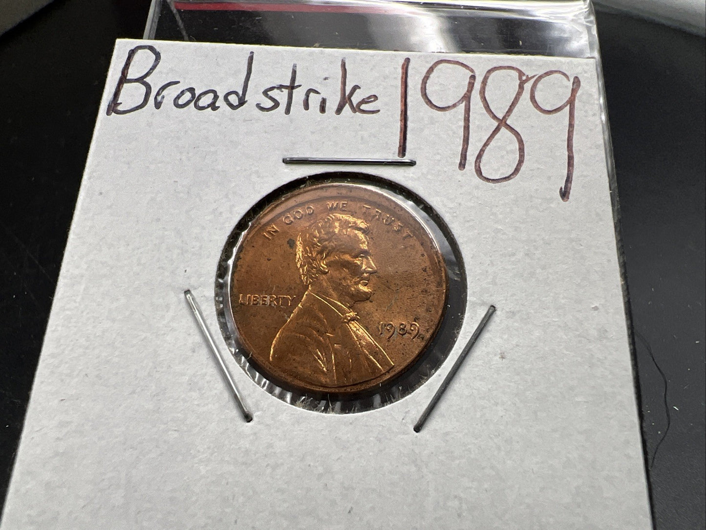 1989 1c Lincoln Memorial Cent Penny Broadstrike Off Center Error BU UNC SKU#B