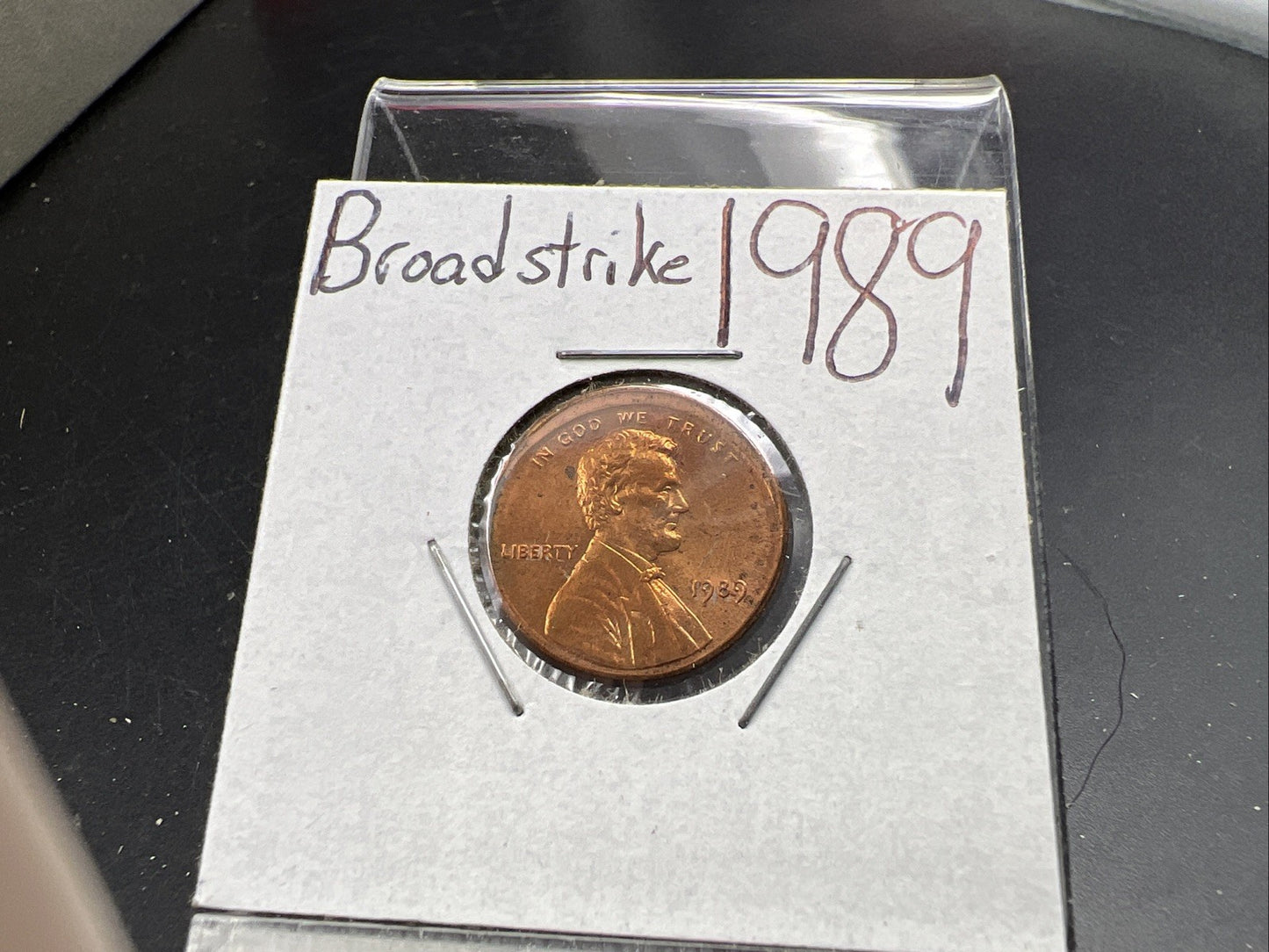 1989 1c Lincoln Memorial Cent Penny Broadstrike Off Center Error BU UNC SKU#B