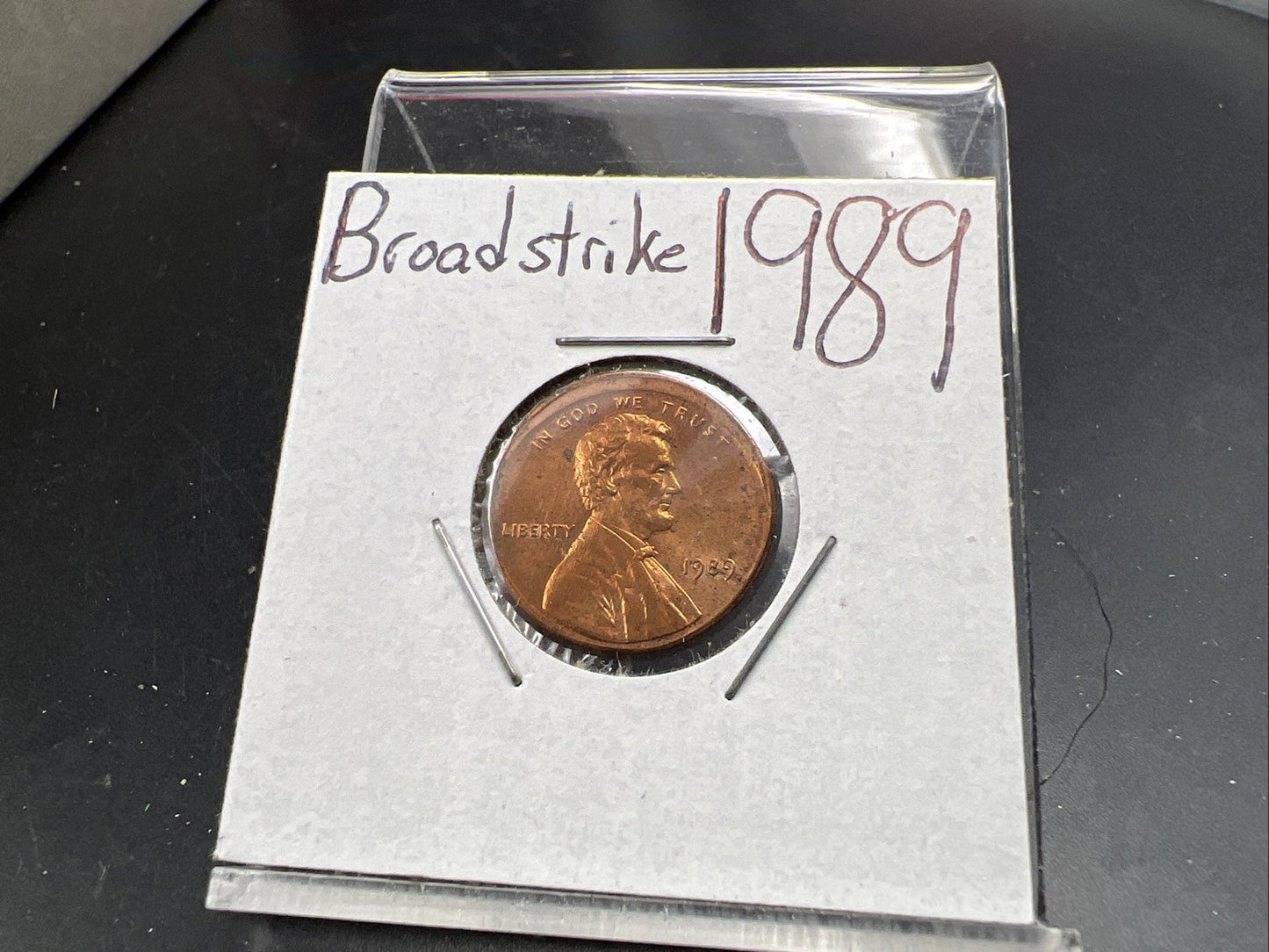 1989 1c Lincoln Memorial Cent Penny Broadstrike Off Center Error BU UNC SKU#B