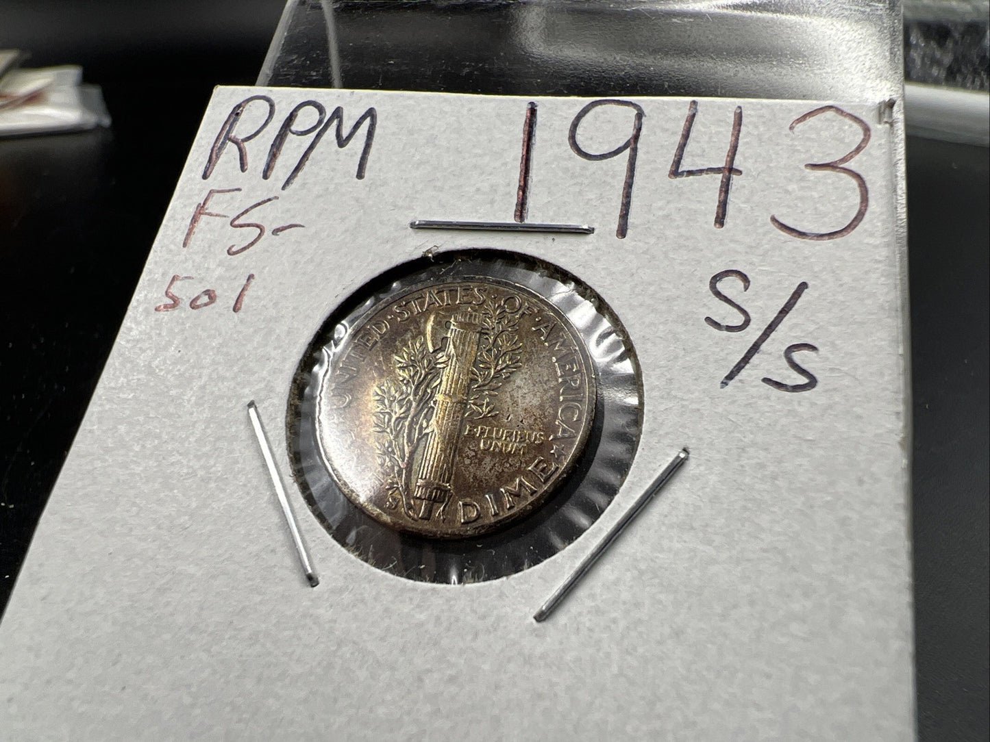 1943 S S/S Mercury Silver Dime Coin RPM FS-501 Variety XF EF Extra Fine Circ
