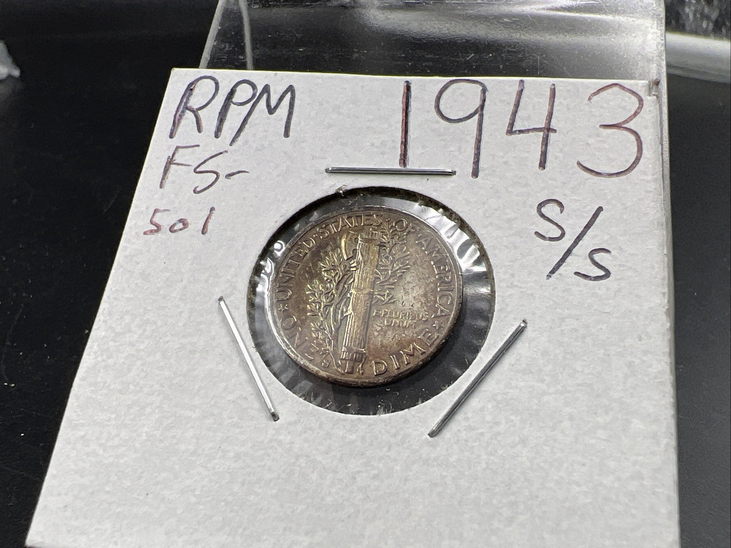 1943 S S/S Mercury Silver Dime Coin RPM FS-501 Variety XF EF Extra Fine Circ