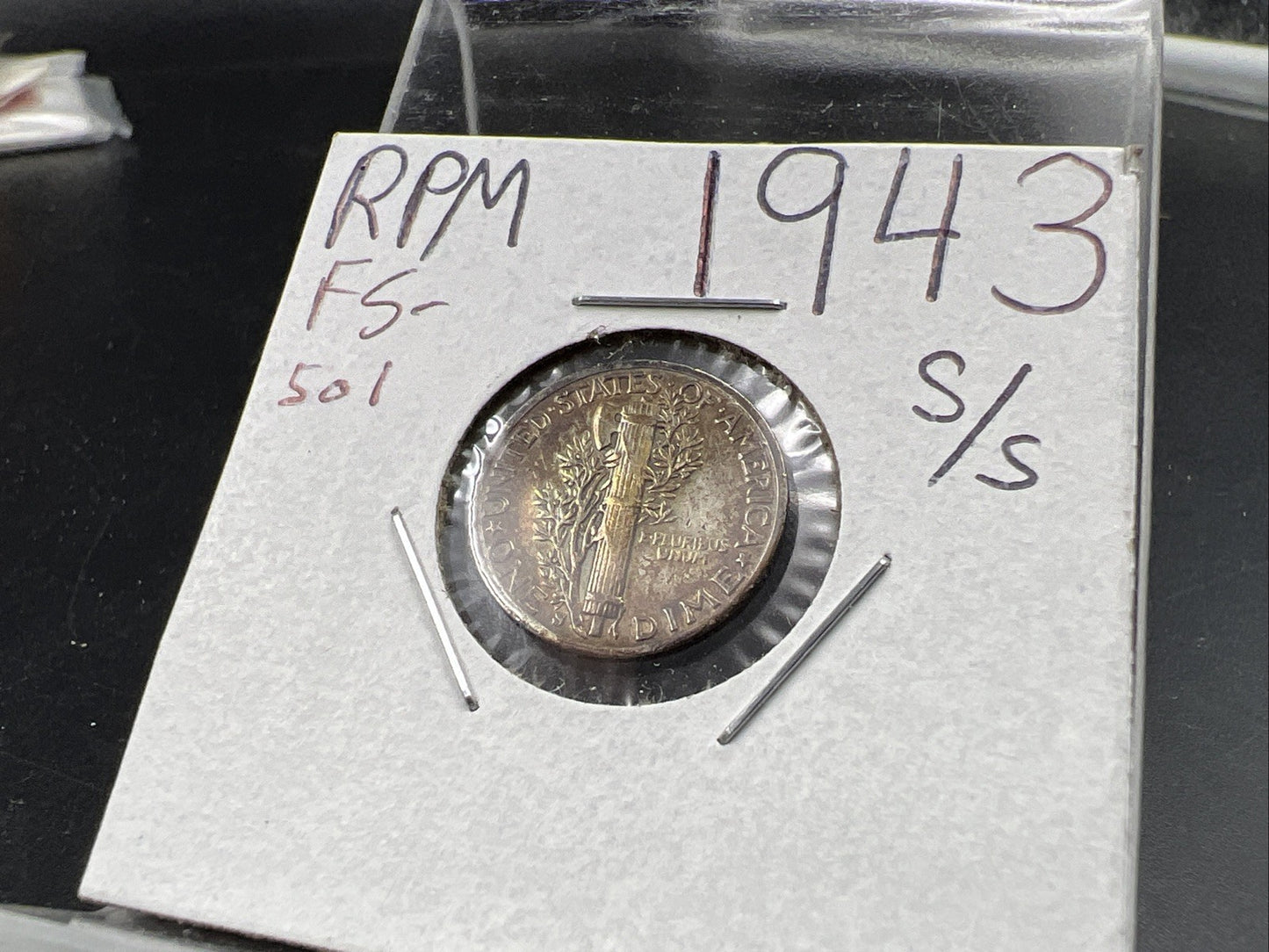 1943 S S/S Mercury Silver Dime Coin RPM FS-501 Variety XF EF Extra Fine Circ