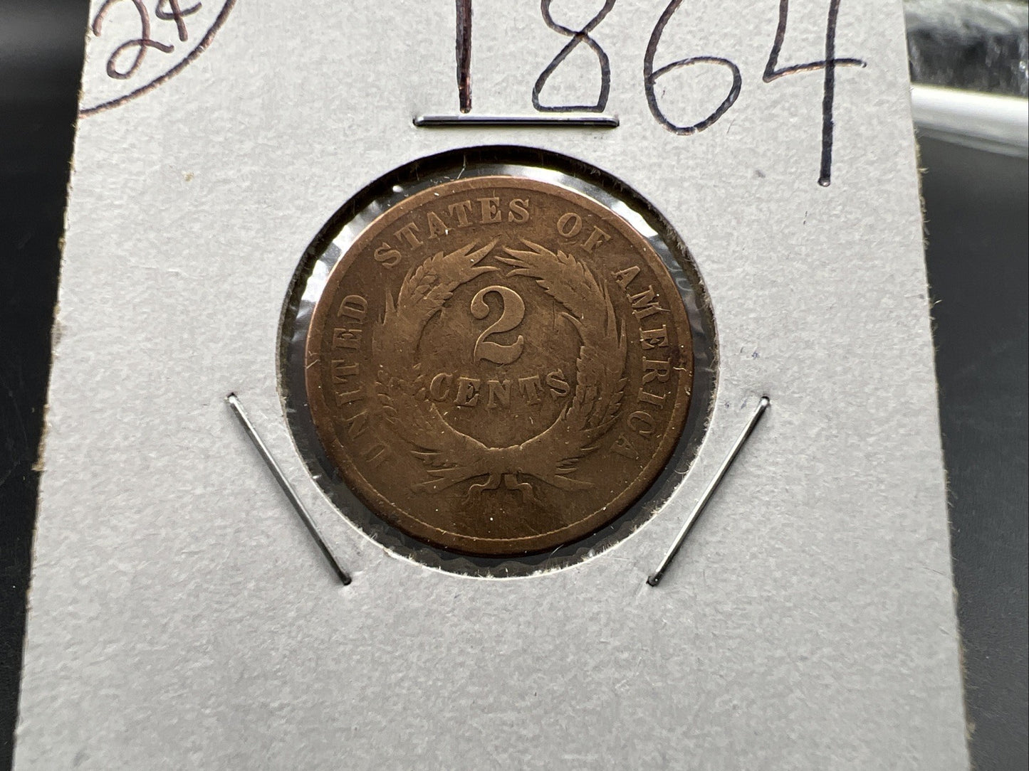 1864 2c Two Cent Bronze Copper Liberty Shield Coin AG About Good SKU#A