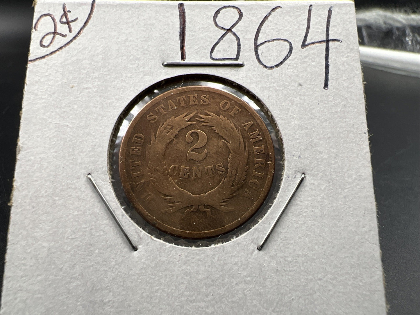 1864 2c Two Cent Bronze Copper Liberty Shield Coin AG About Good SKU#A
