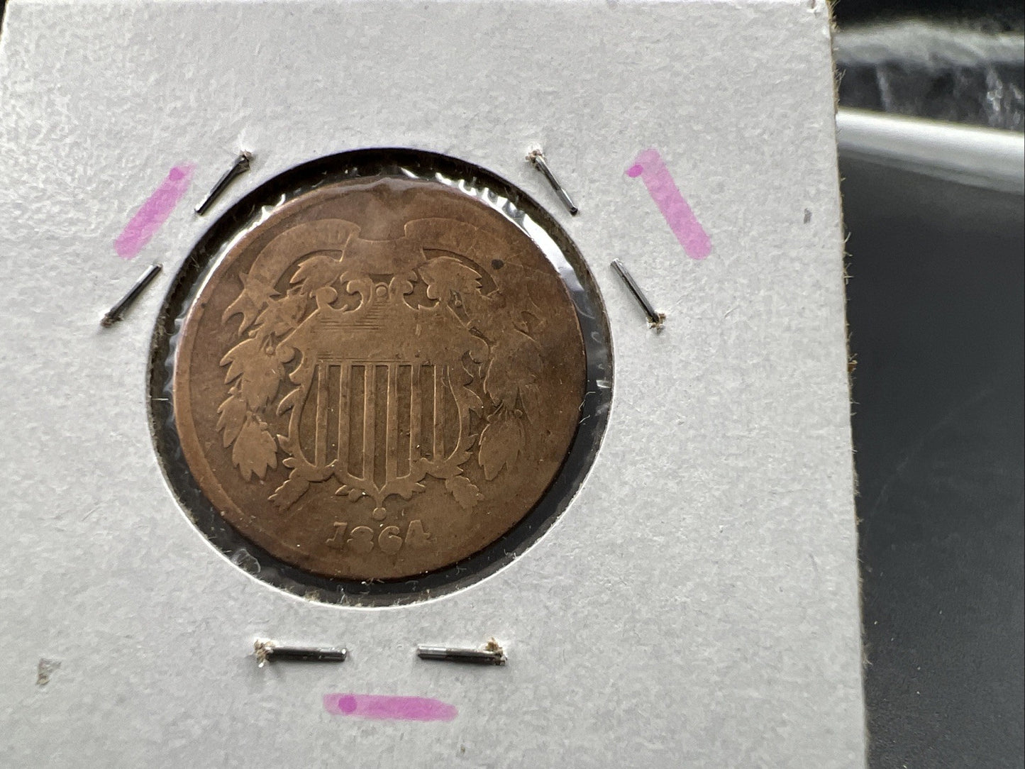 1864 2c Two Cent Bronze Copper Liberty Shield Coin AG About Good SKU#A