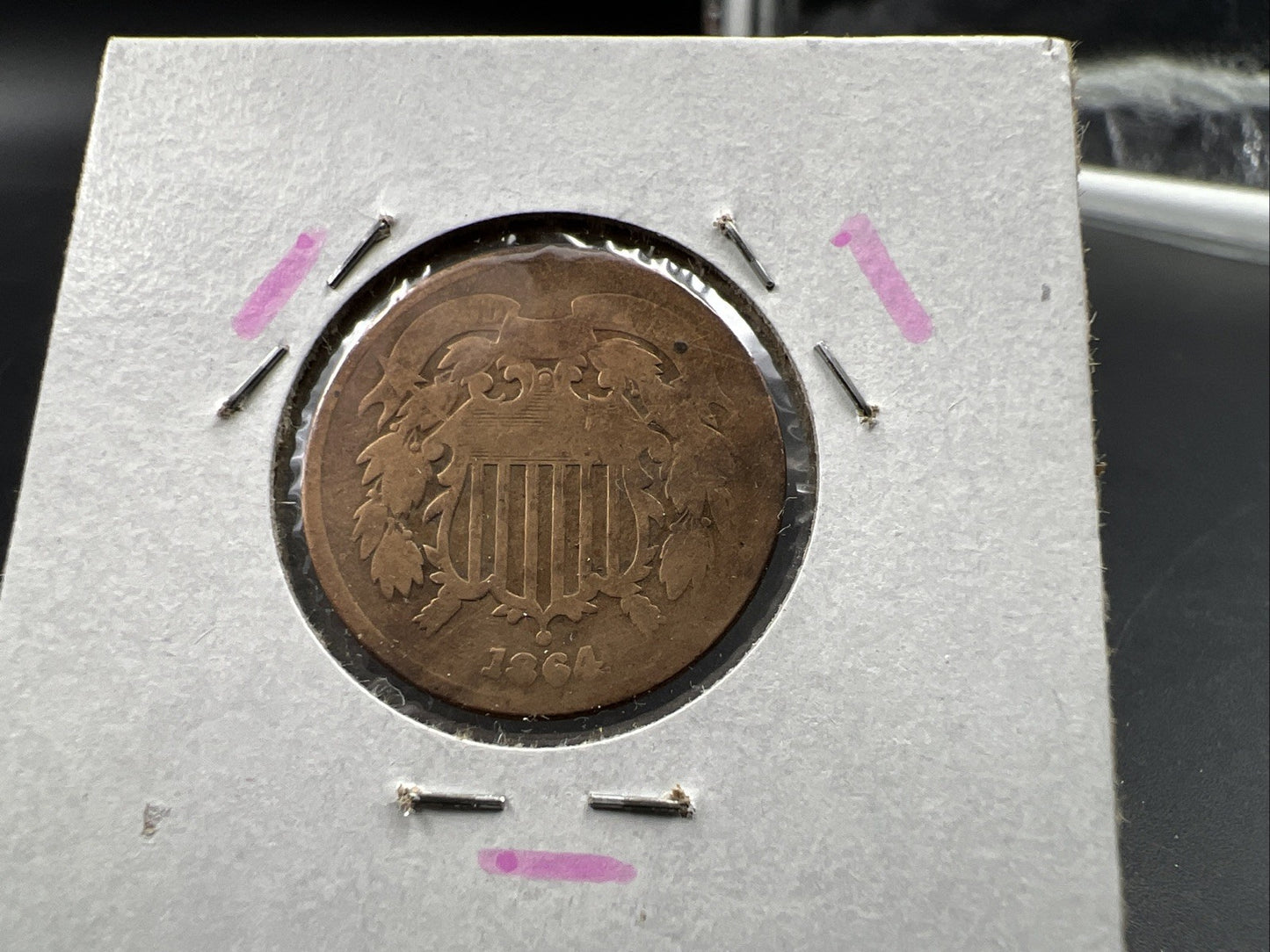 1864 2c Two Cent Bronze Copper Liberty Shield Coin AG About Good SKU#A