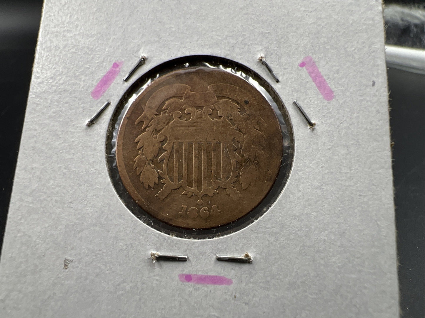 1864 2c Two Cent Bronze Copper Liberty Shield Coin AG About Good SKU#A