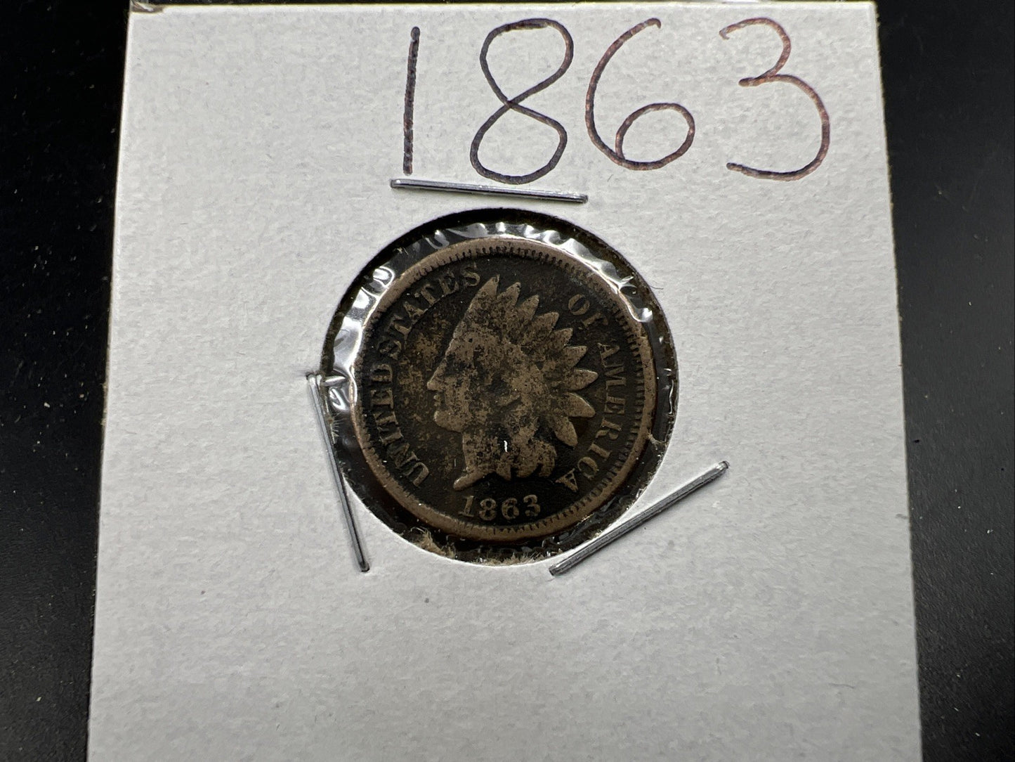 1863 1c Indian Cent Penny Copper Nickel VG Details Environmental Damage SKU#A