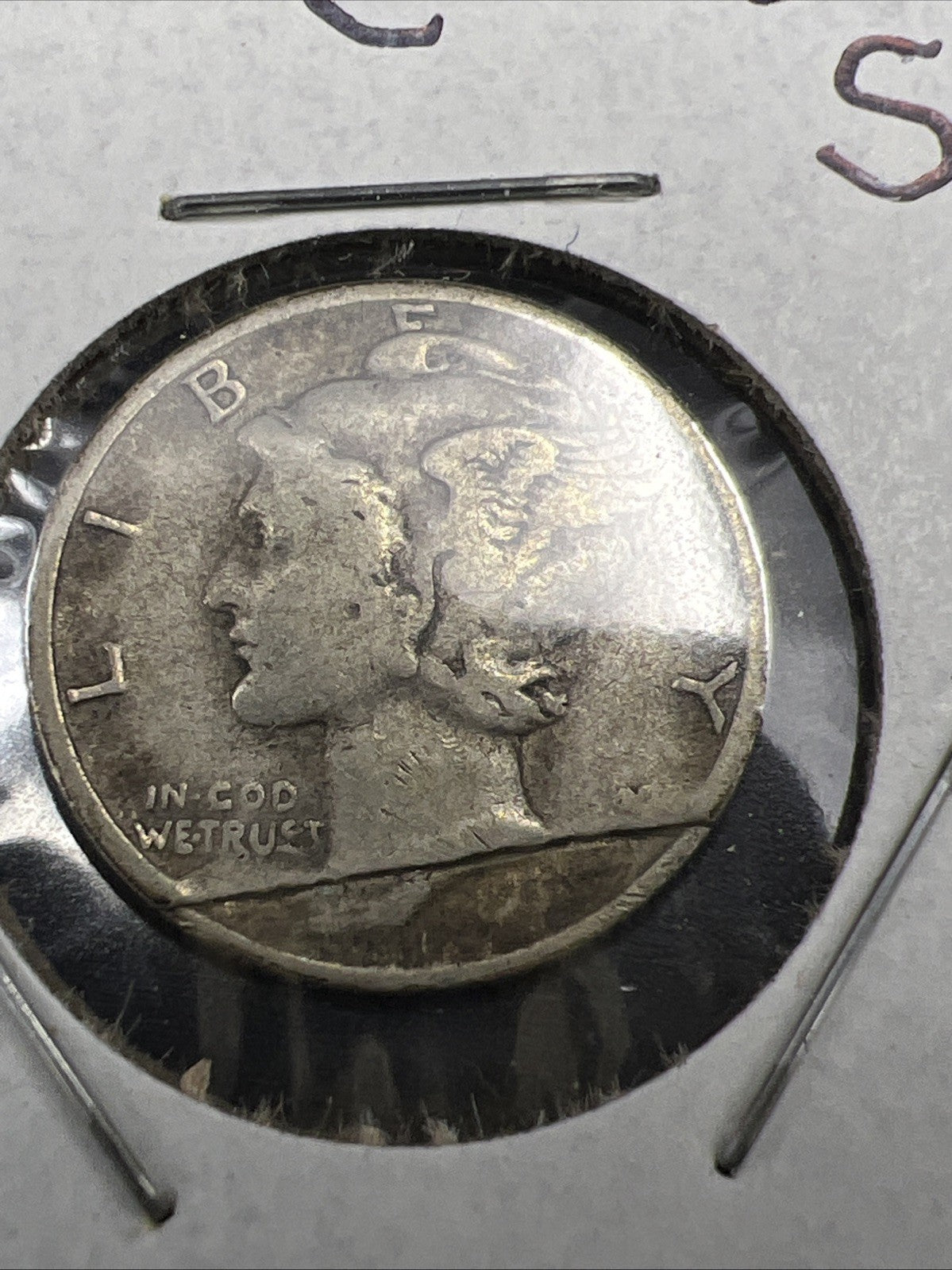 193X S Mercury Silver Dime Coin Major PLANCHET Lamination Error Coin Circulated