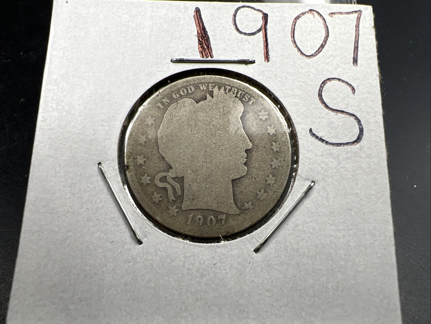 1907 S 25c Barber Silver Quarter Coin AG About Good Circ SKU#A