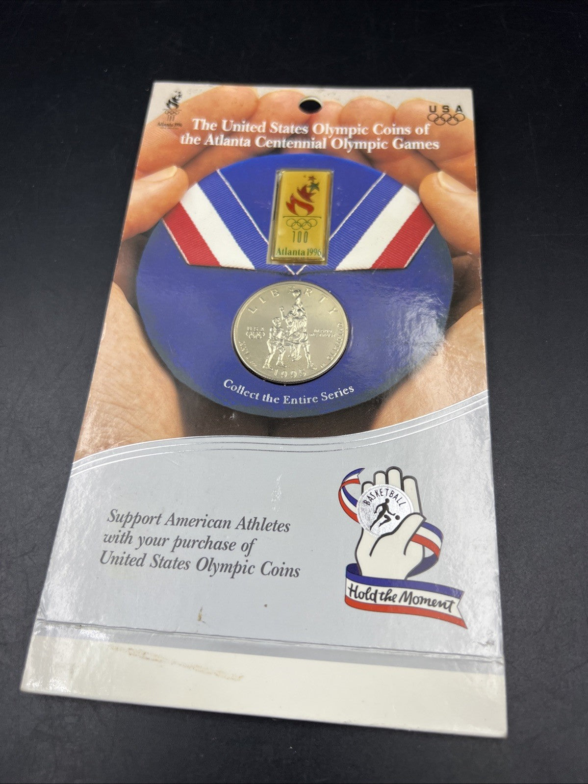 1995 Atlanta Olympics Basketball Commemorative Clad Half dollar Coin & Pin set