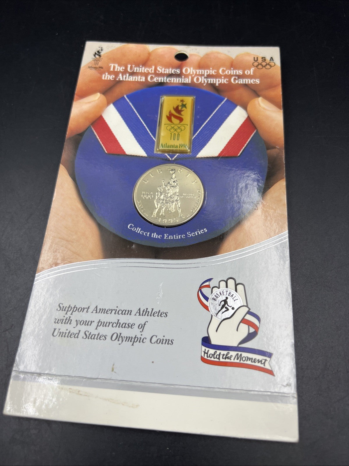 1995 Atlanta Olympics Basketball Commemorative Clad Half dollar Coin & Pin set