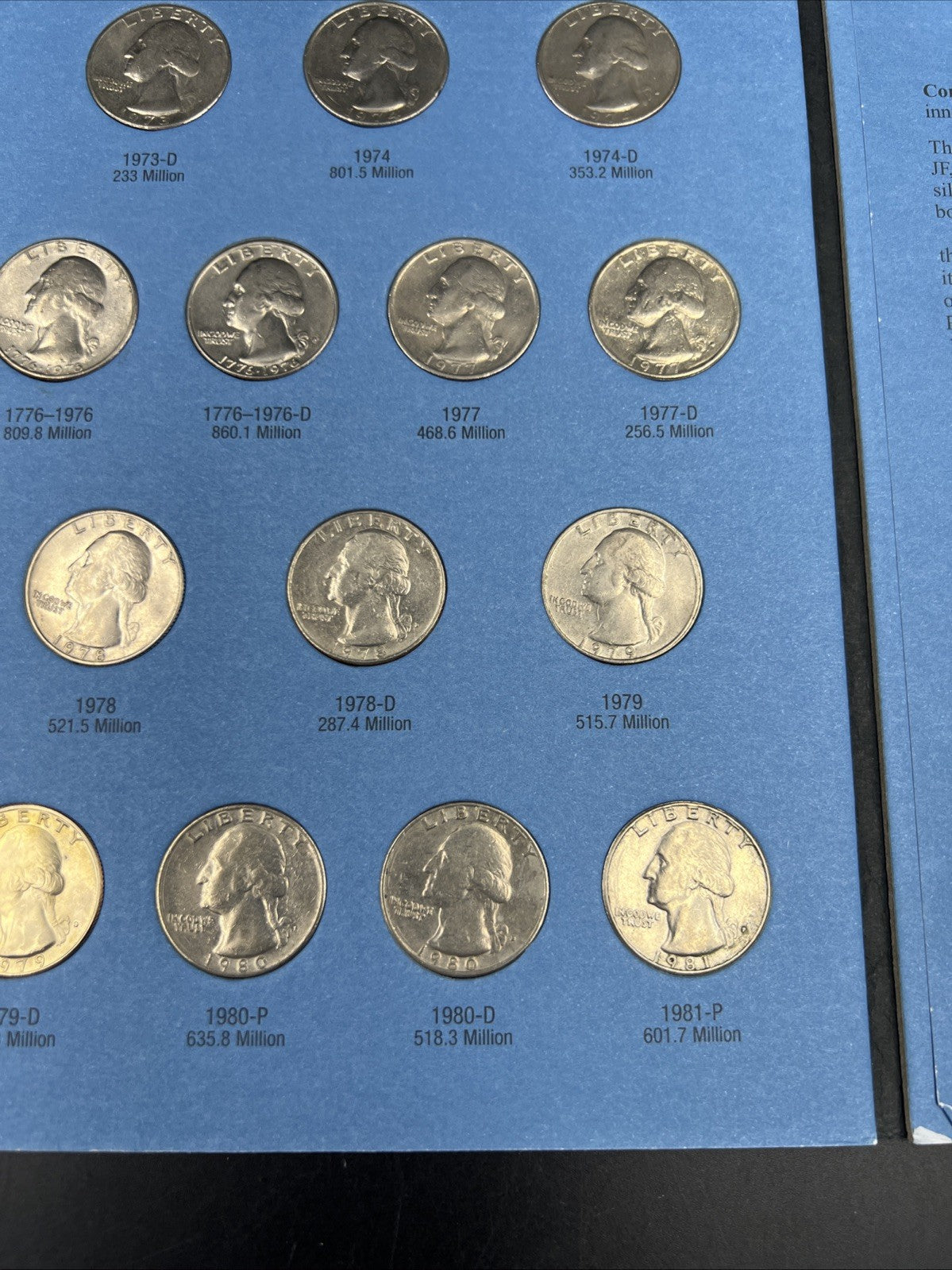 41 Coin 1966 - 1987 Washington Copper Nickel Quarter Set in Folder