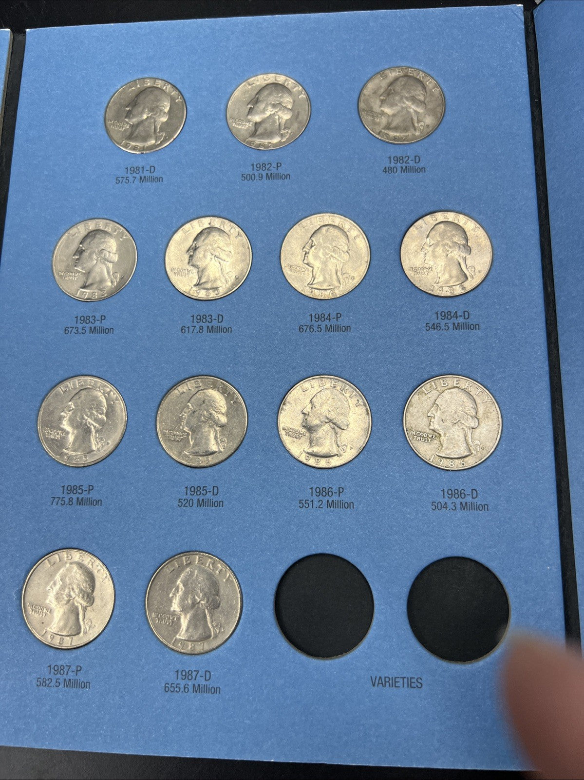 41 Coin 1966 - 1987 Washington Copper Nickel Quarter Set in Folder