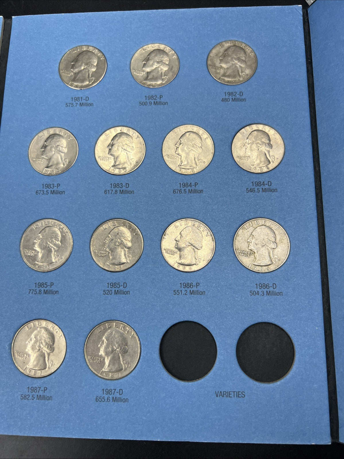 41 Coin 1966 - 1987 Washington Copper Nickel Quarter Set in Folder