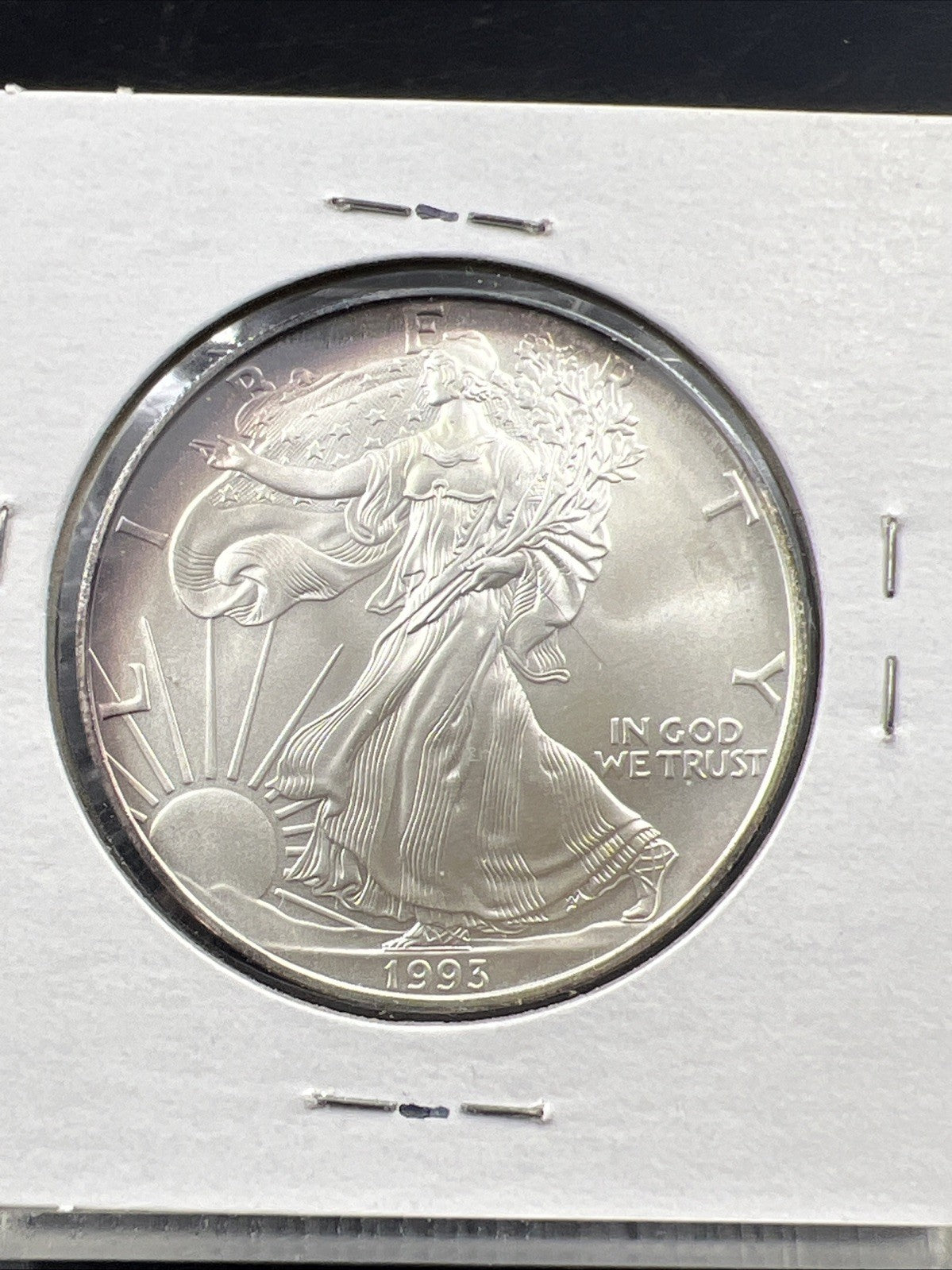 1993 1 OZ American Silver Eagle ASE Coin Gem BU Nice Toning Toner Reverse SKU#1J