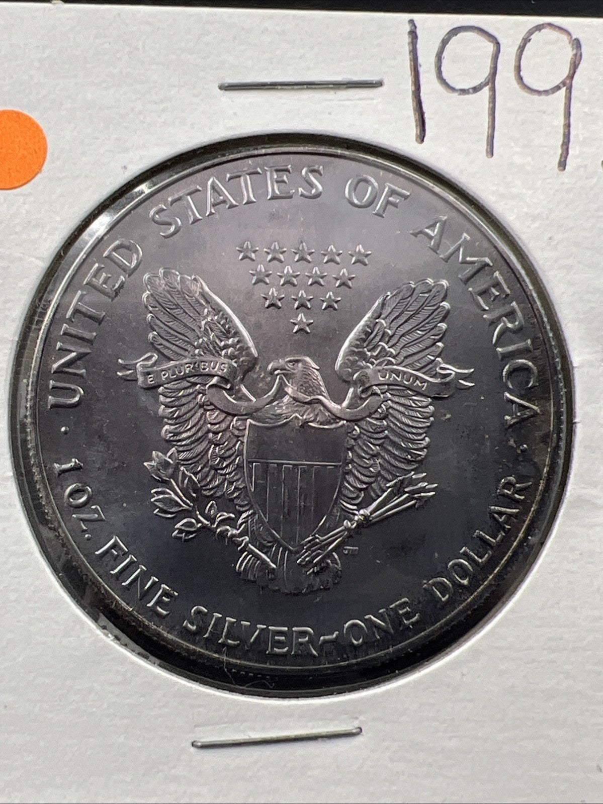 1993 1 OZ American Silver Eagle ASE Coin Gem BU Nice Toning Toner Reverse SKU#1J