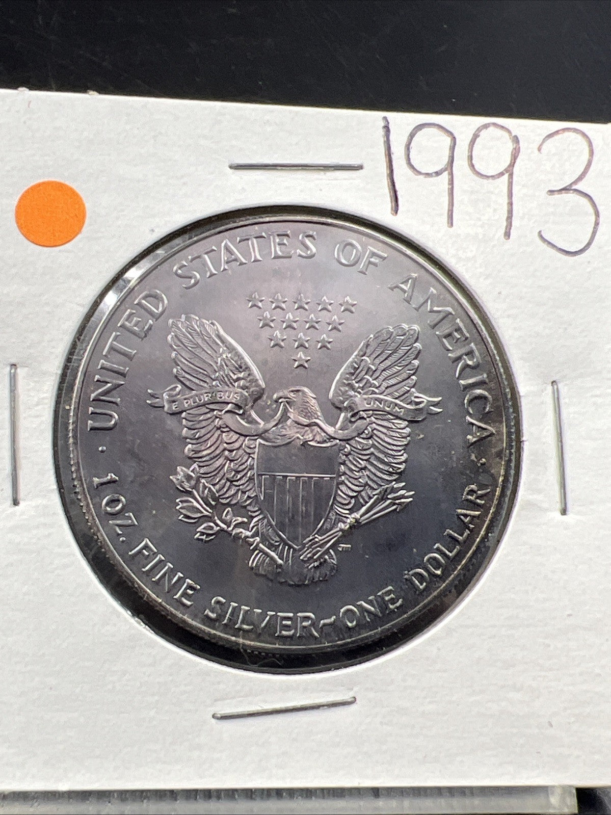 1993 1 OZ American Silver Eagle ASE Coin Gem BU Nice Toning Toner Reverse SKU#1J