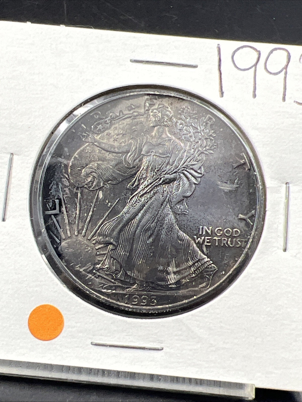 1993 1 OZ American Silver Eagle ASE Coin CH BU Nice Toning Toner Reverse SKU#2G