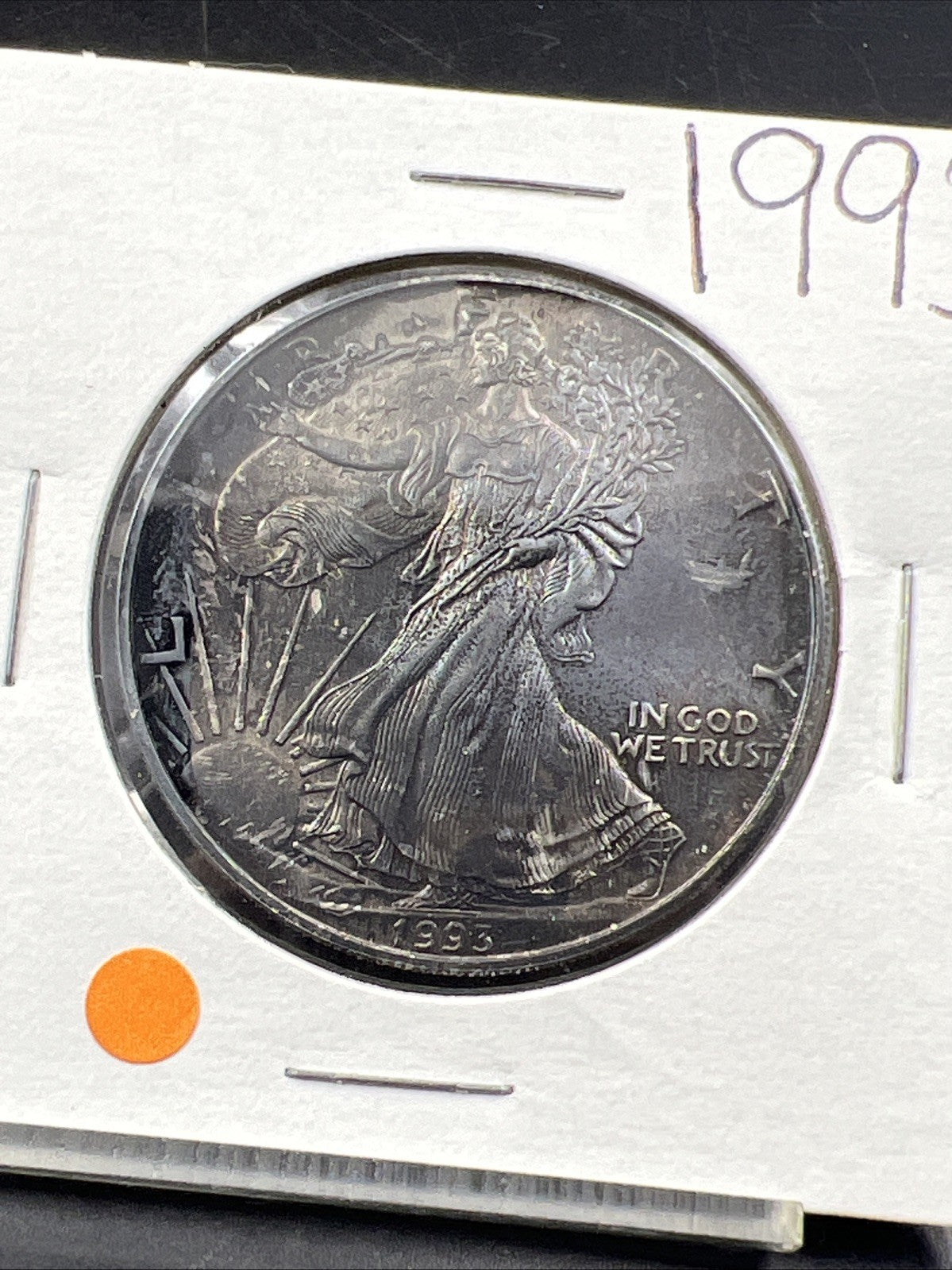 1993 1 OZ American Silver Eagle ASE Coin CH BU Nice Toning Toner Reverse SKU#2G