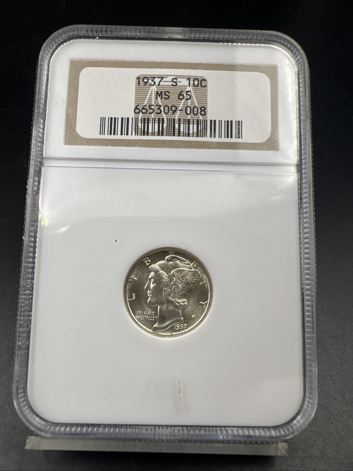 1937 S Mercury Silver Dime Coin NGC MS65 Gem BU Certified