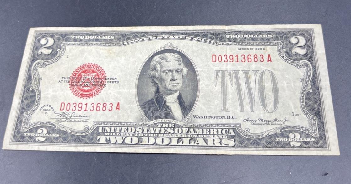 1928 D $2 United States Currency Legal Tender Note CH Fine Circ #683